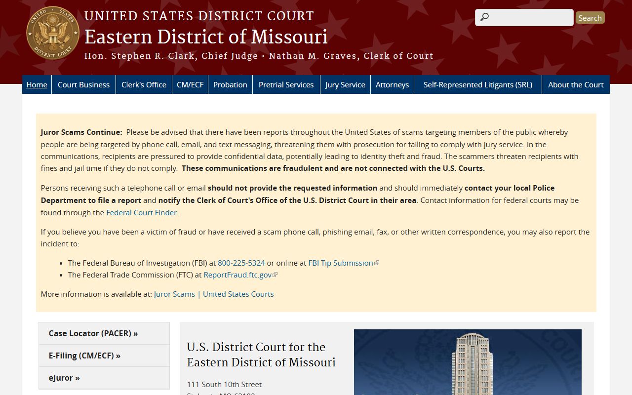 Maries County clerk records Eastern District of Missouri federal court