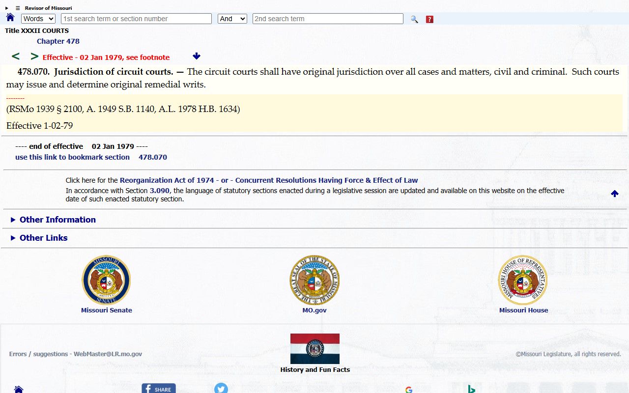Missouri circuit court general jurisdiction statute source