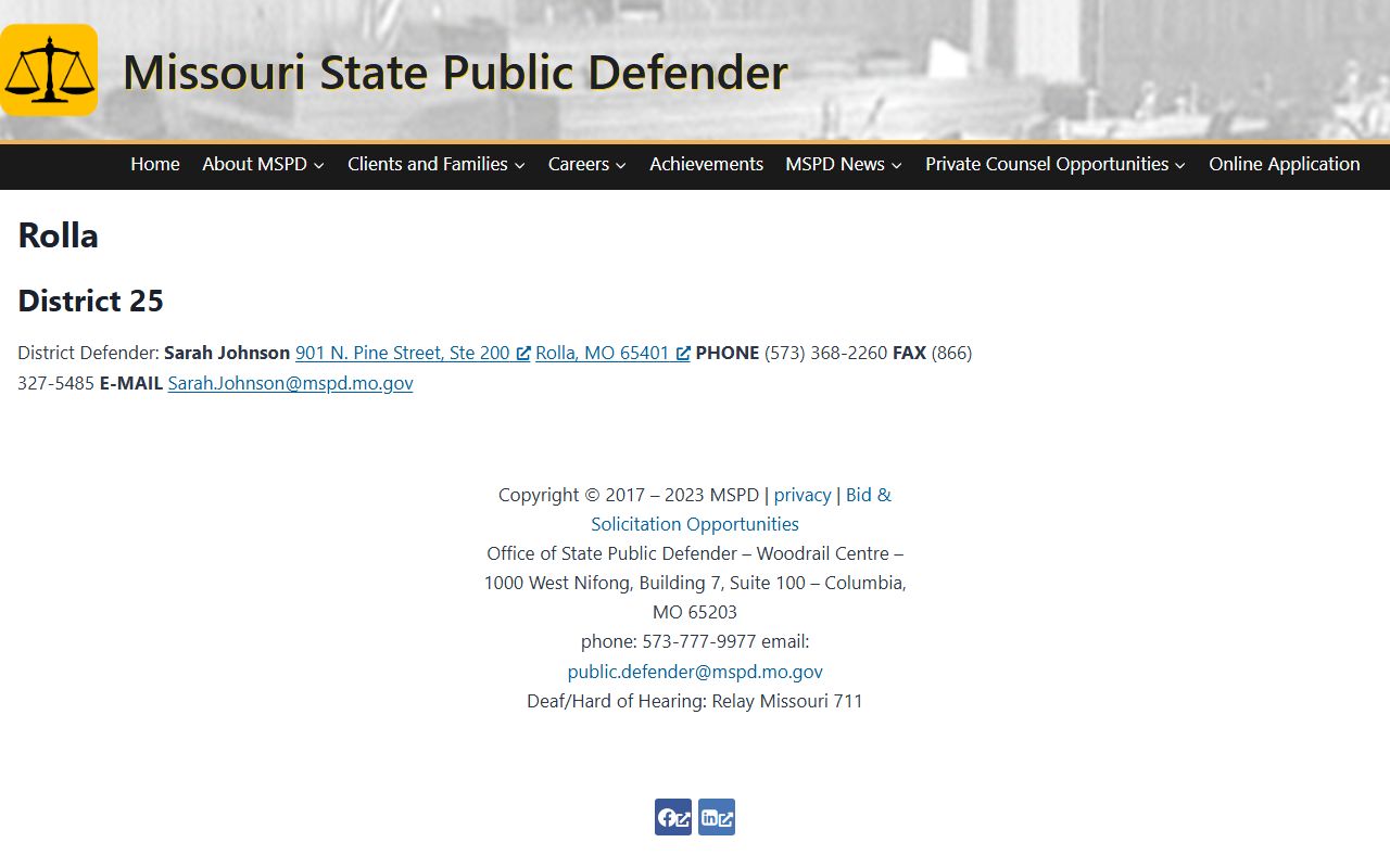 Missouri State Public Defender District 25 Rolla office source