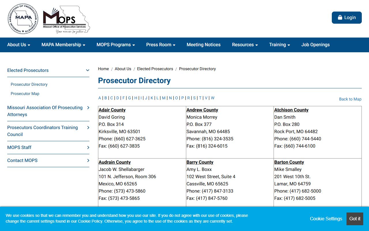 Missouri prosecutor directory source for Maries County