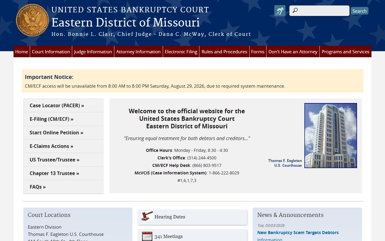 Maries County Circuit Court records Eastern District bankruptcy court
