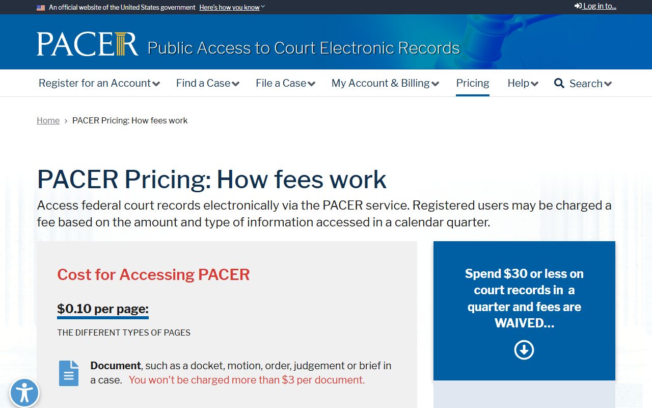 Maries County Circuit Court records PACER pricing