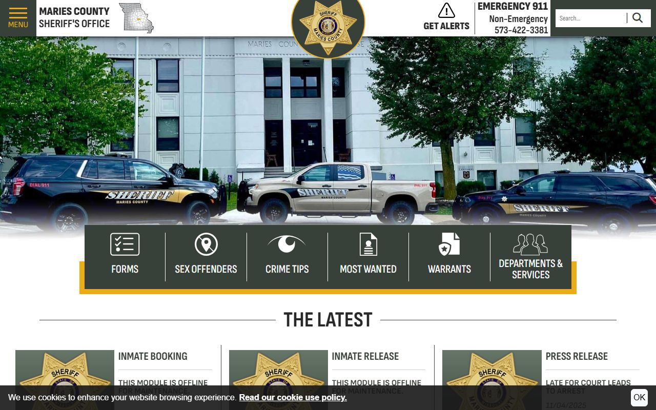 Maries County court records sheriff jail and warrant links