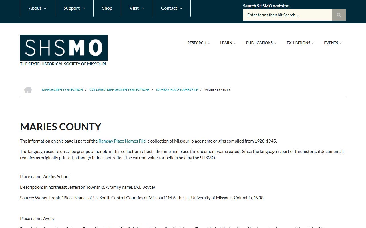 Maries County court records historical county entry