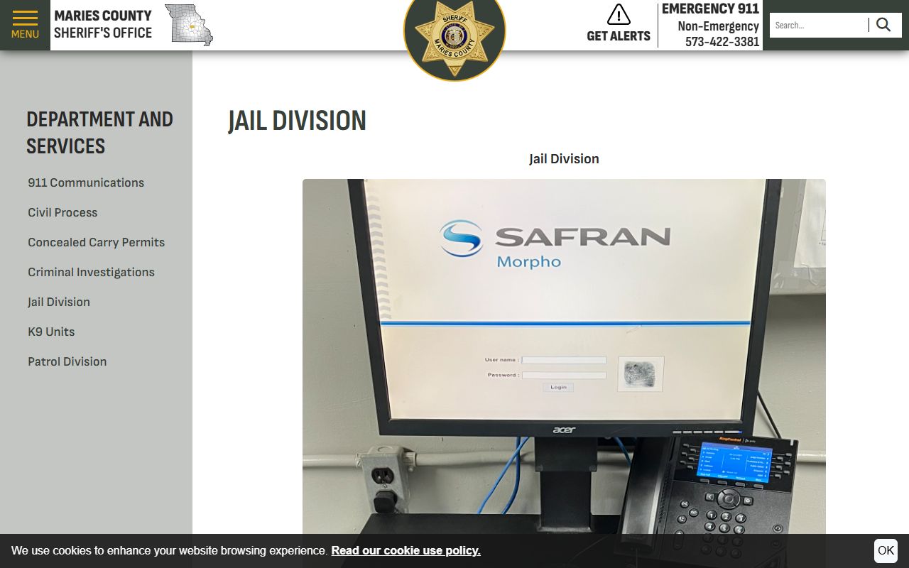 Maries County sheriff jail division page