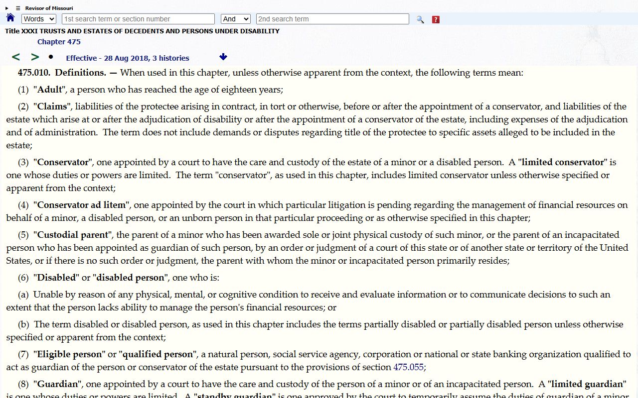 Maries County probate records guardianship and conservatorship definitions